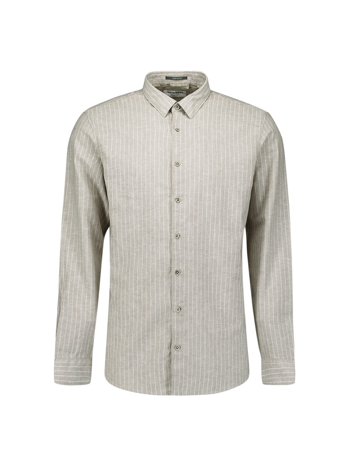 Linen blend shirt with fine stripes | Taupe