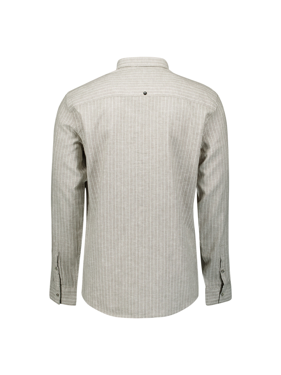 Linen blend shirt with fine stripes | Taupe