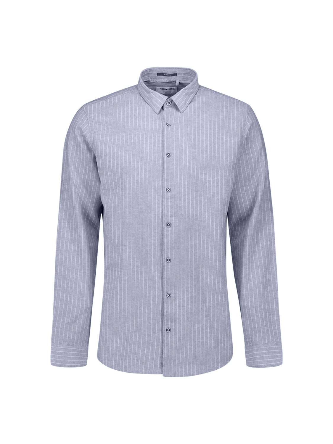 Linen blend shirt with fine stripes | Indigo Blue