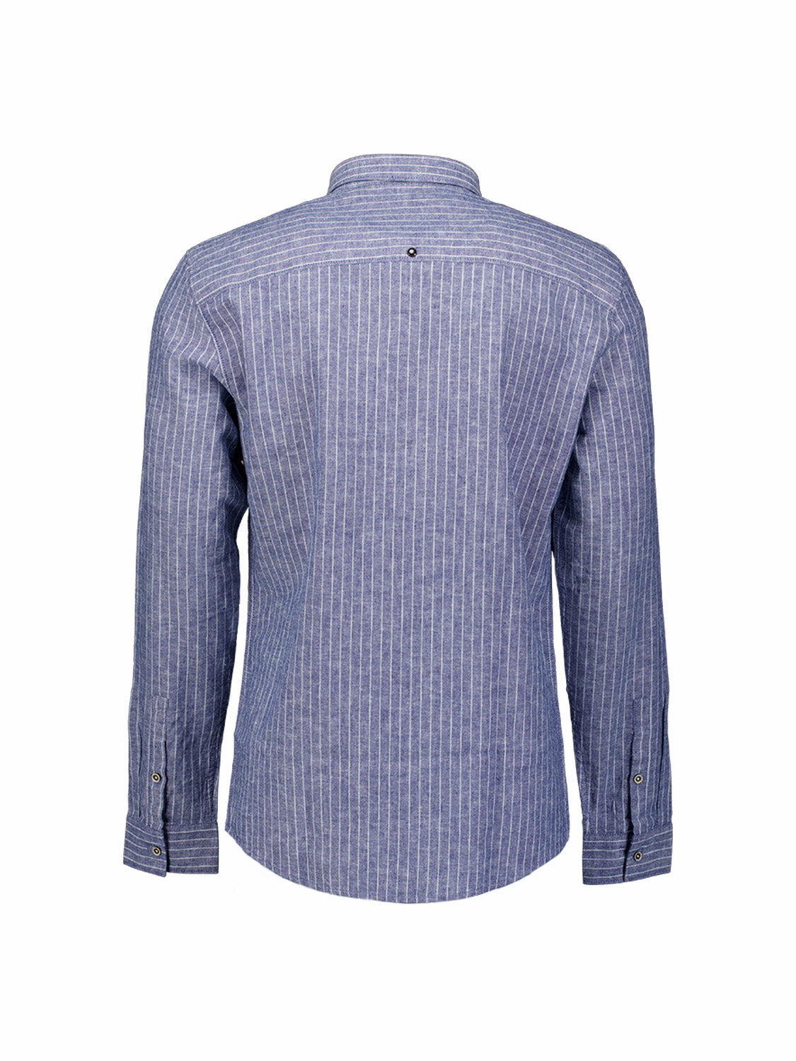 Linen blend shirt with fine stripes | Indigo Blue