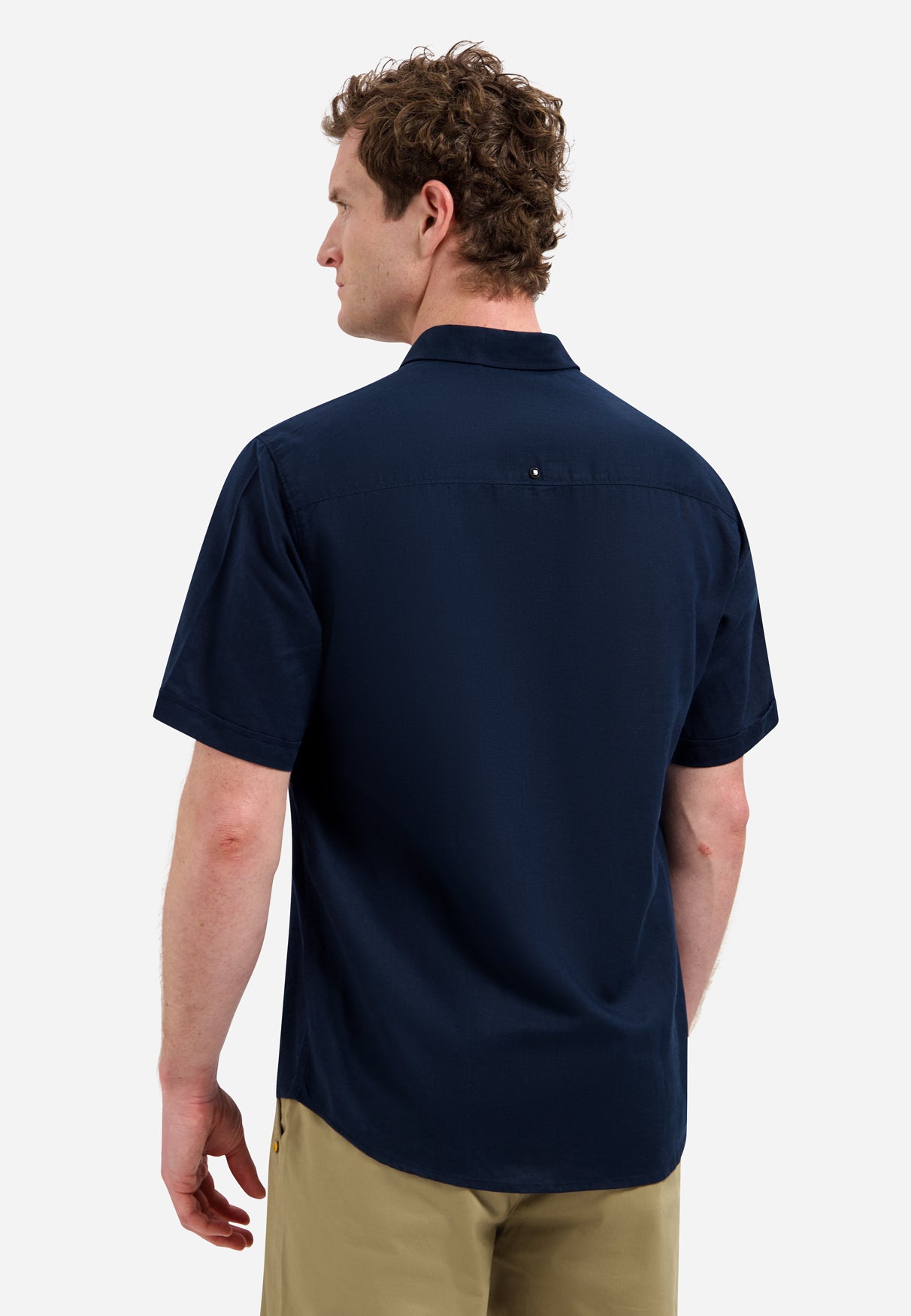 Short-sleeved linen blend shirt | Night