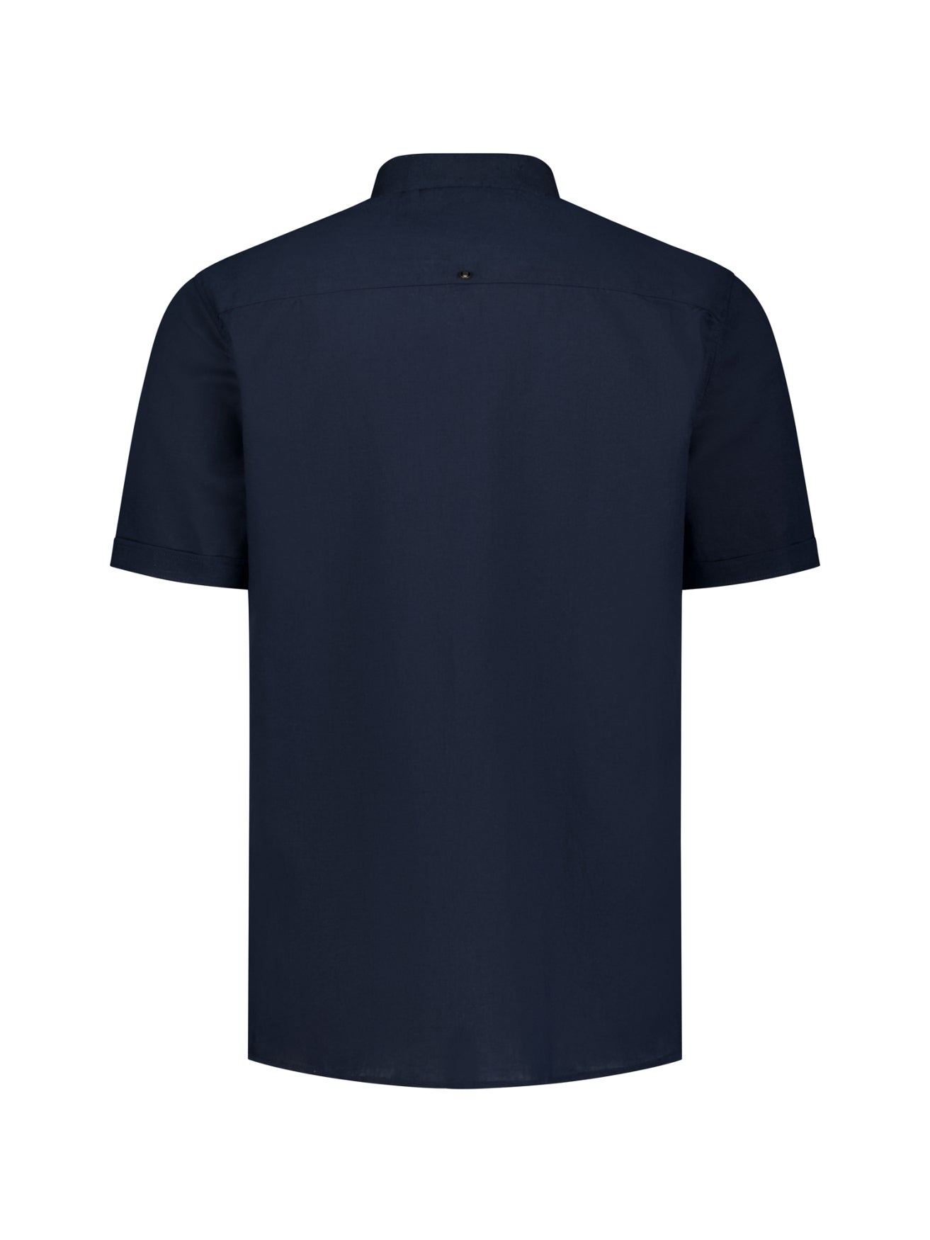 Linen blend shirt with short sleeves and a stand-up collar | Night