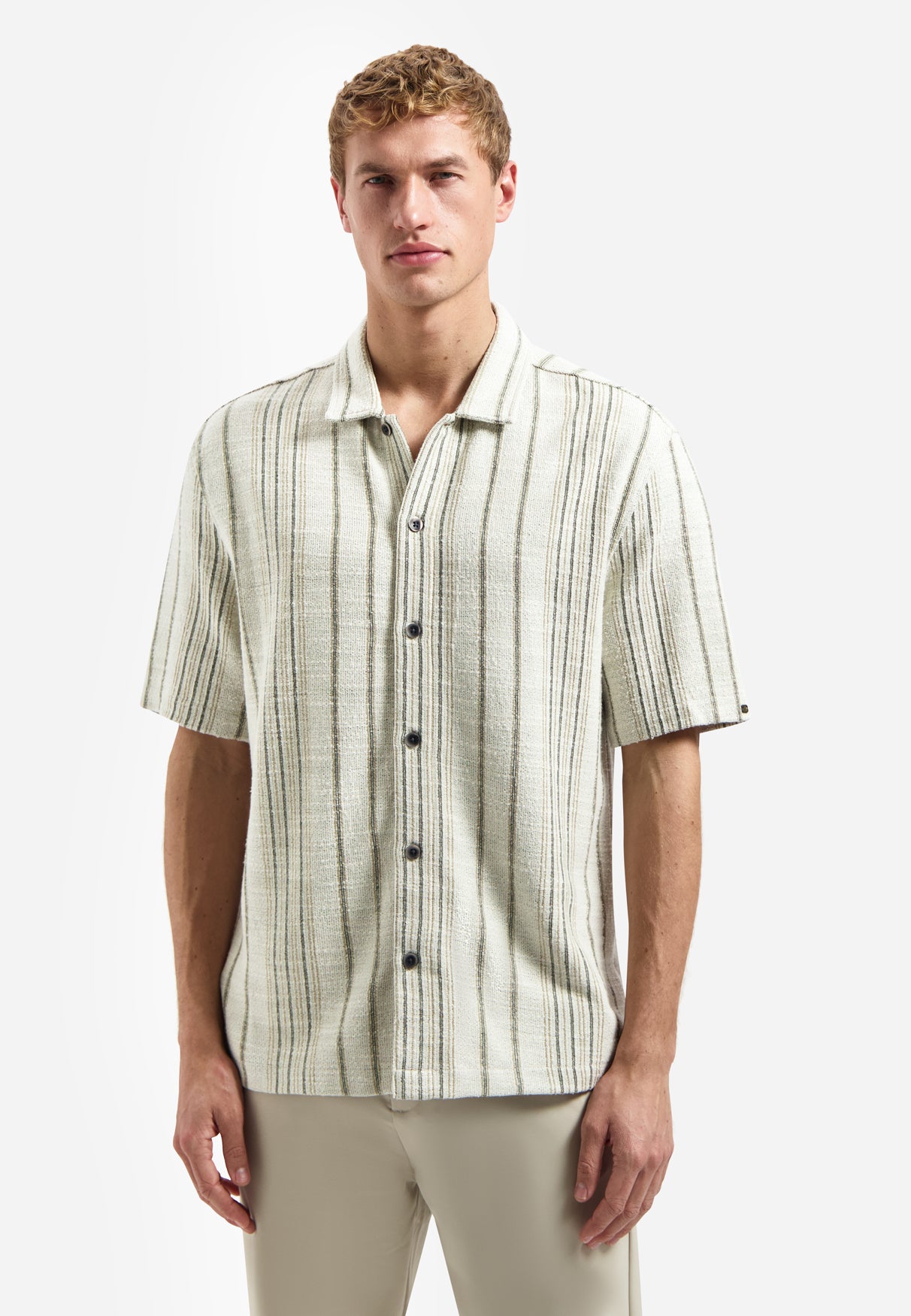 Jacquard shirt with stripes | Desert