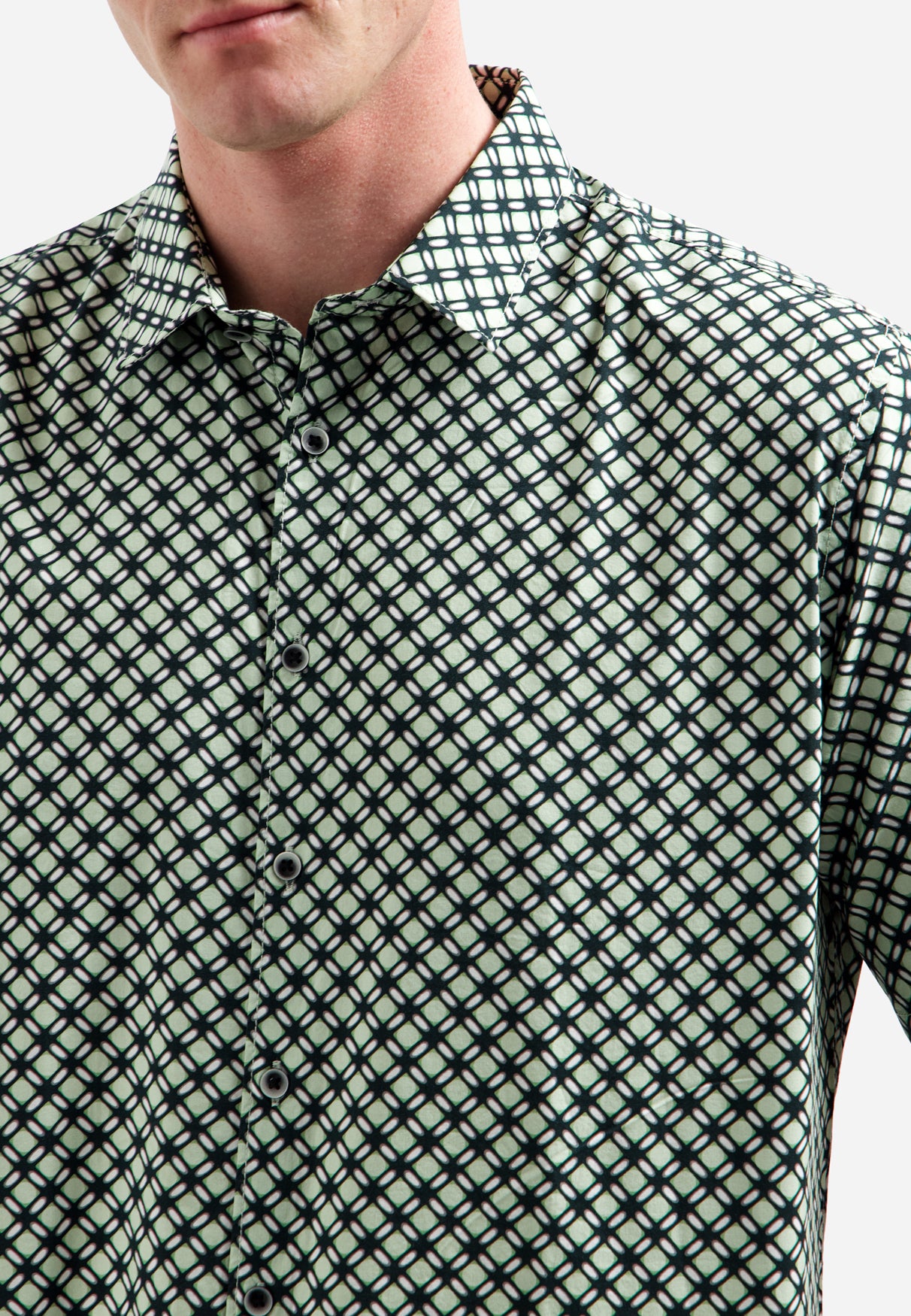 Stretch shirt with an all-over print | Green