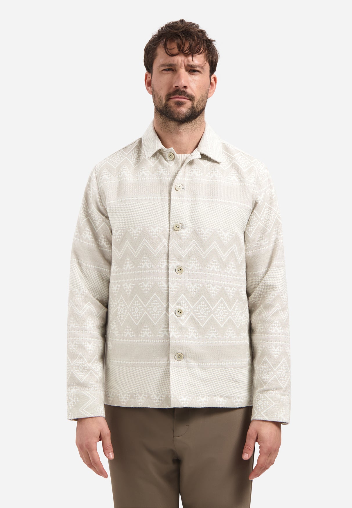 Jacquard overshirt. | Taupe