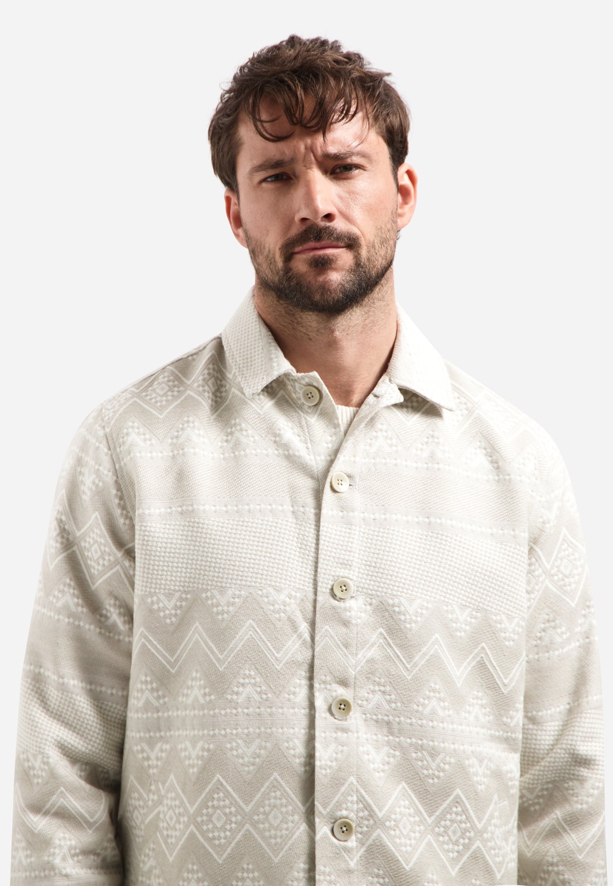 Jacquard overshirt. | Taupe