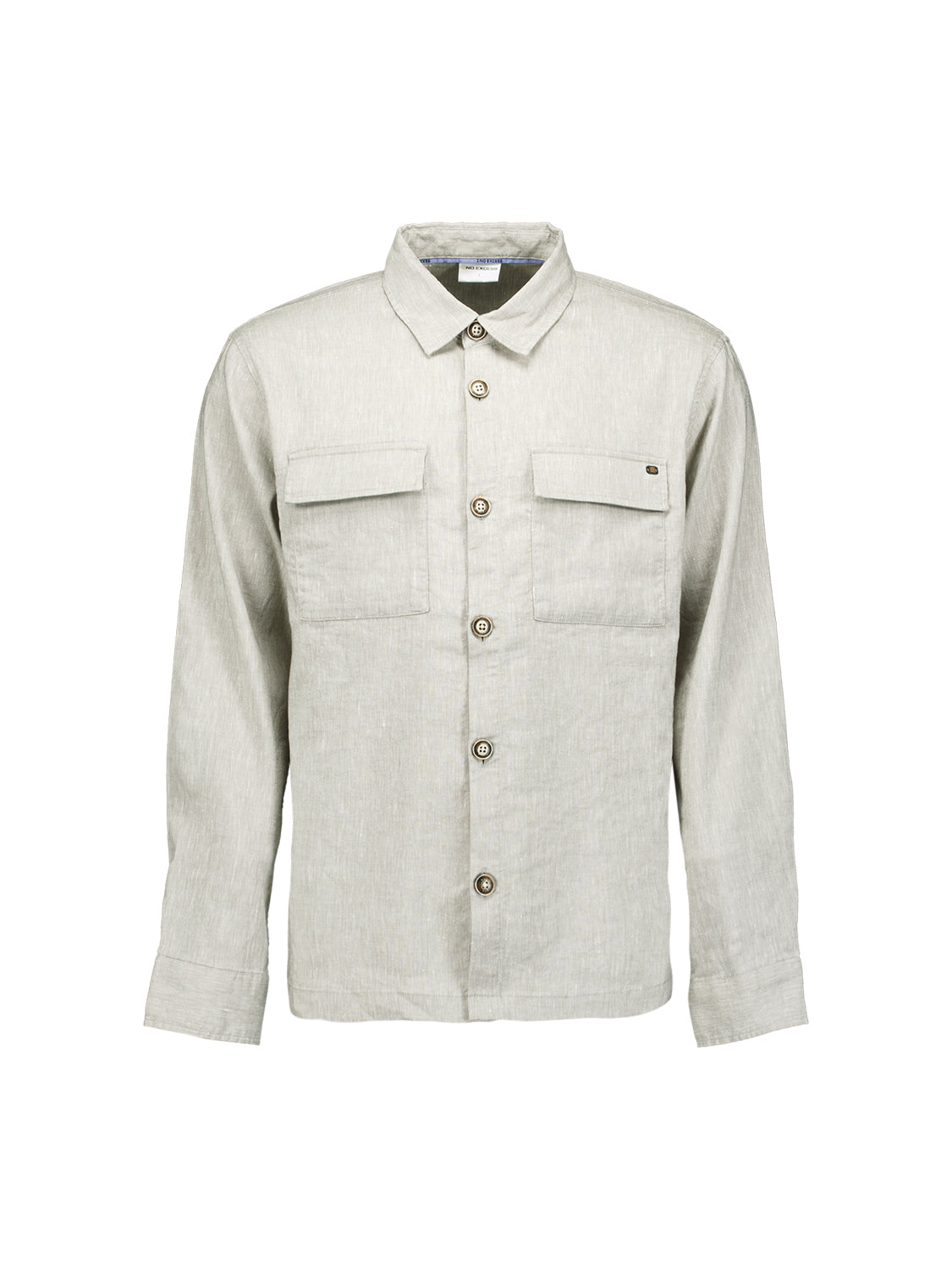 Two-tone linen overshirt | Taupe