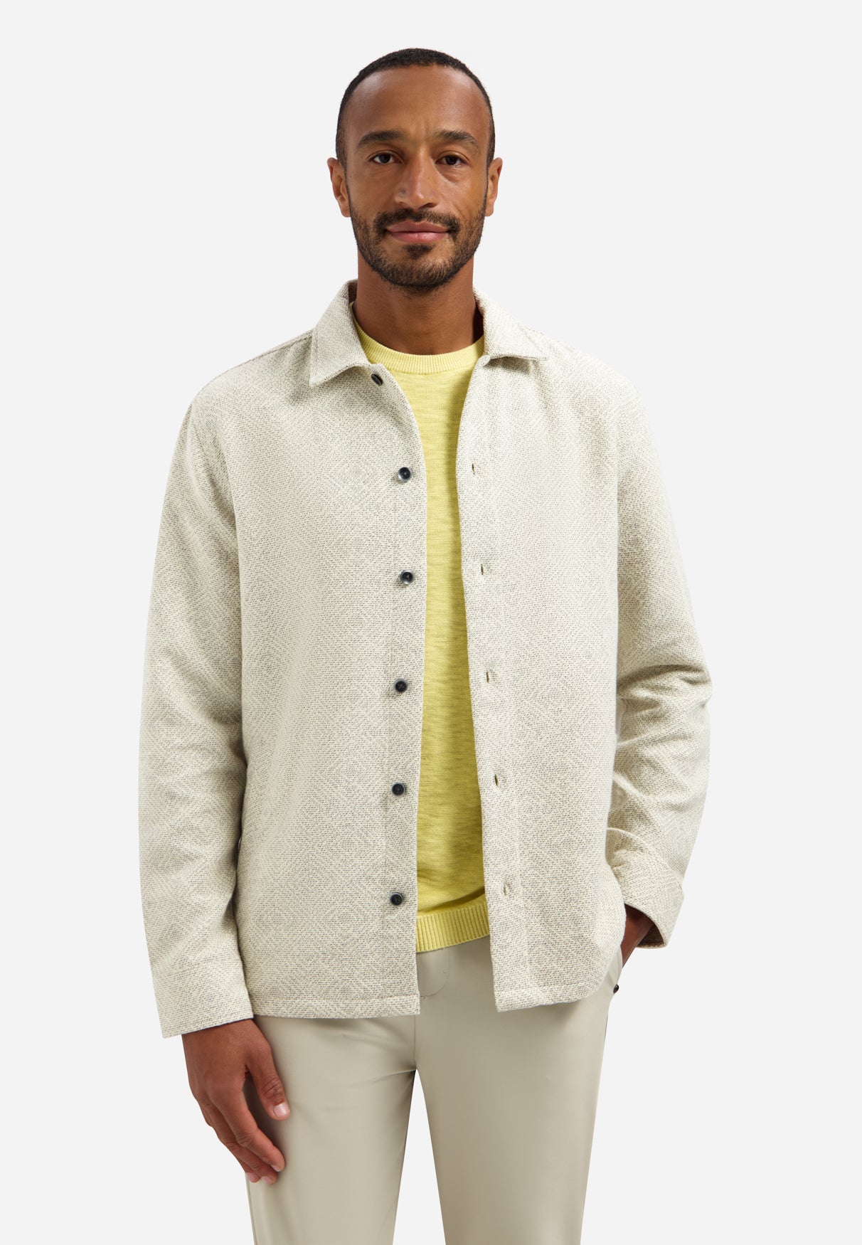 Jacquard button-up overshirt | Desert