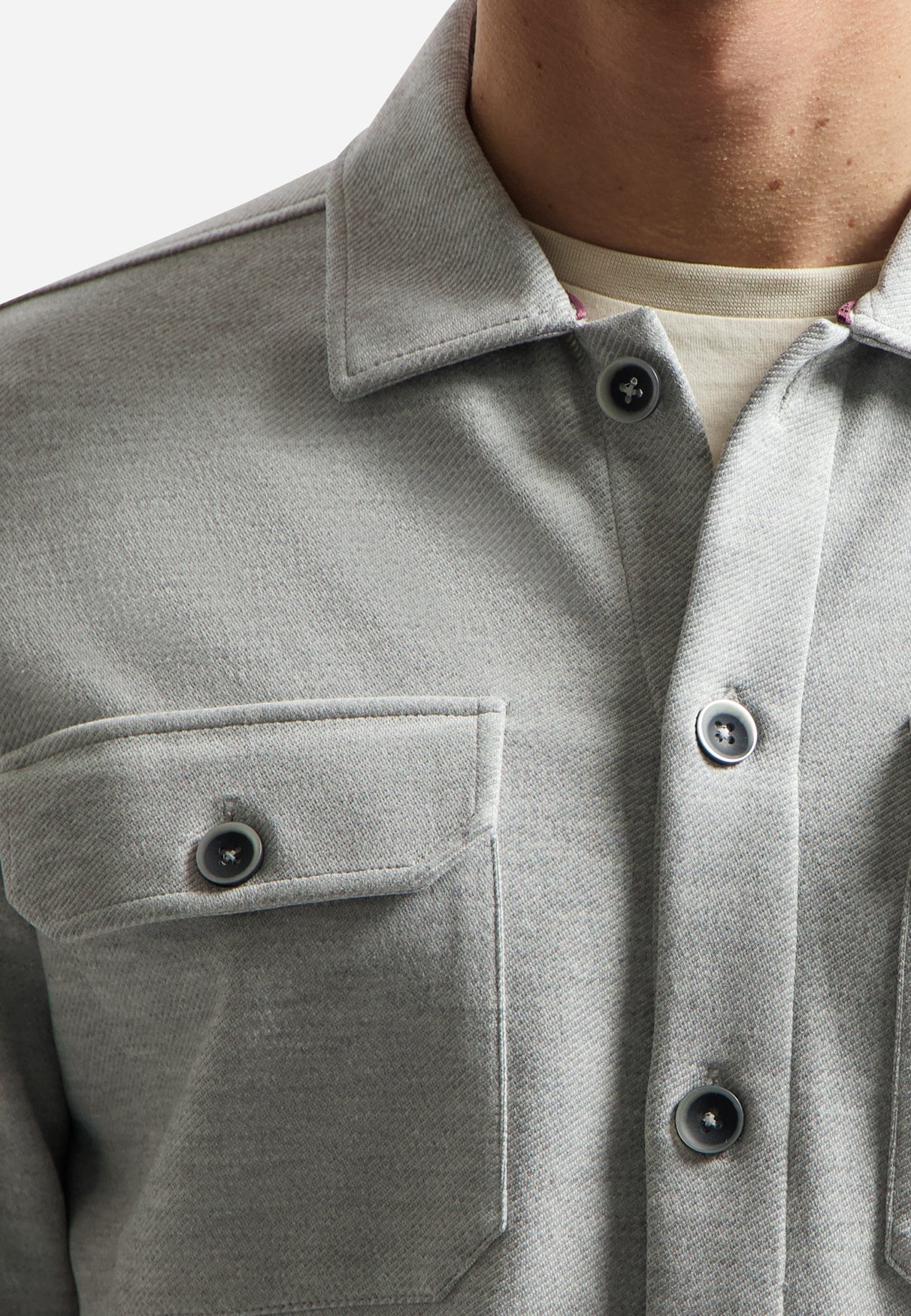 Jersey twill overshirt. | Grey Melange