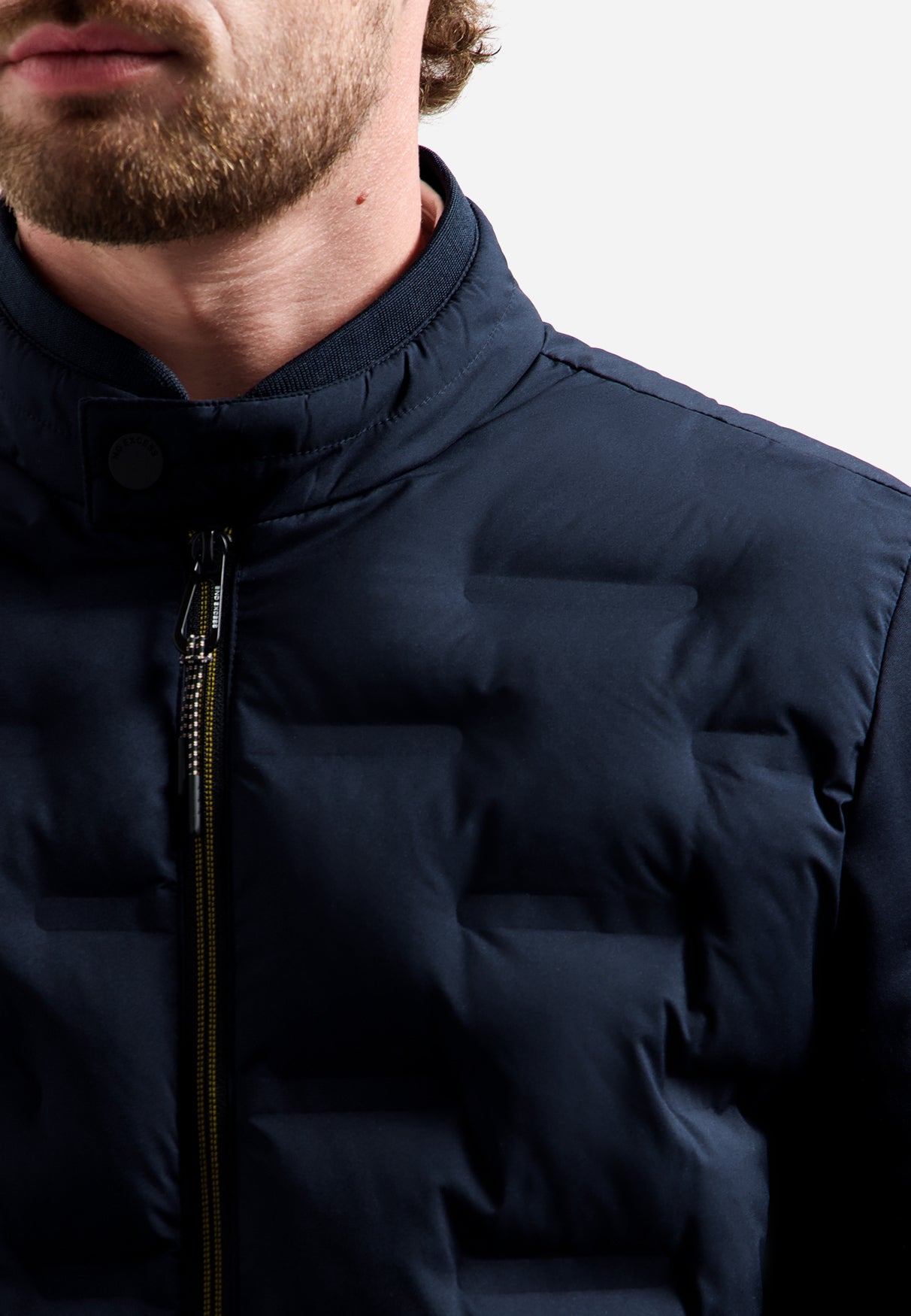 Short padded jacket with knit details | Night