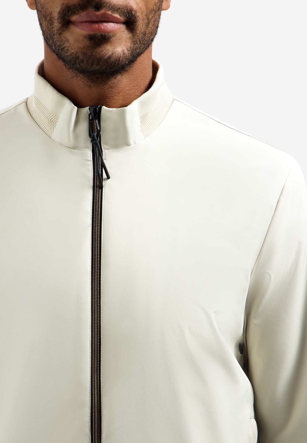 Summer jacket with ribbed collar | Stone