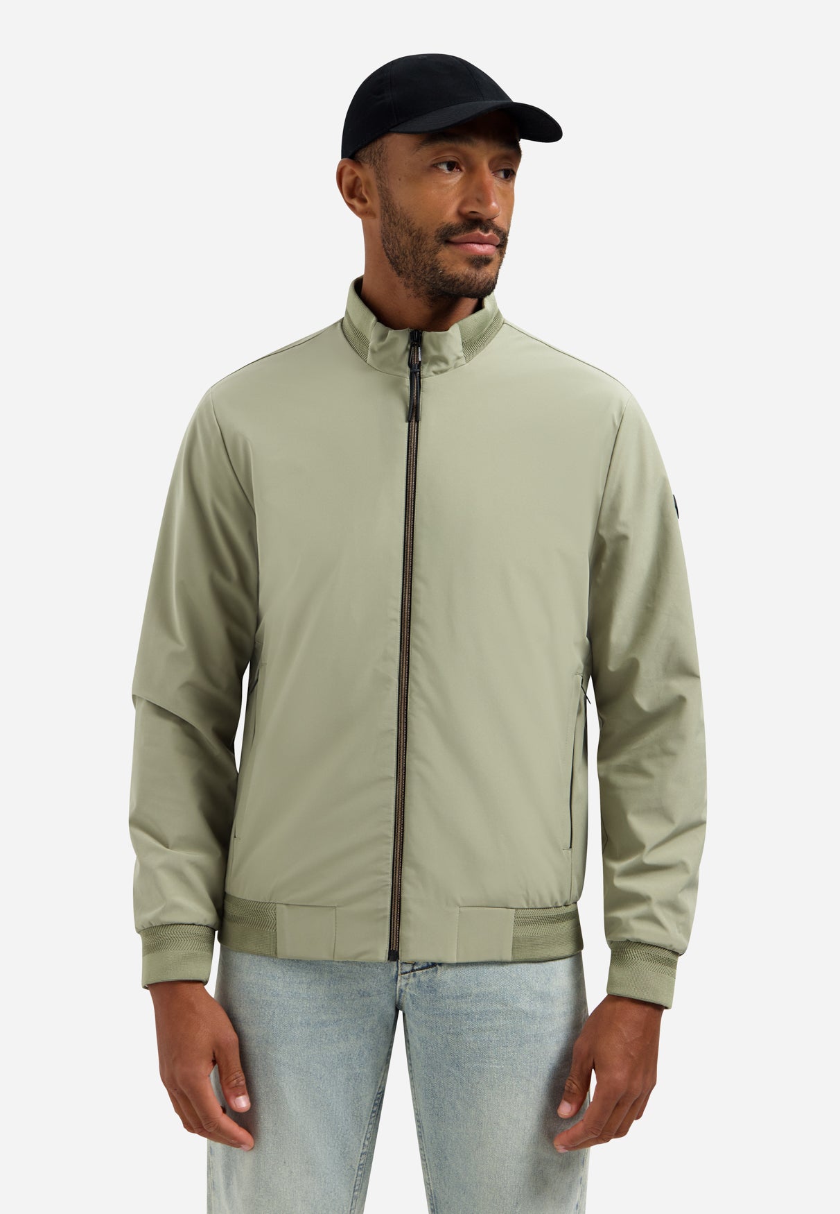 Summer jacket with ribbed collar | Light Army