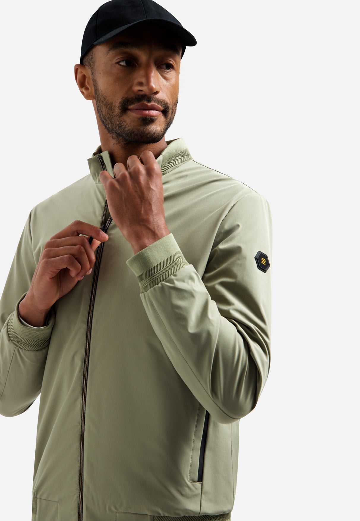 Summer jacket with ribbed collar | Light Army