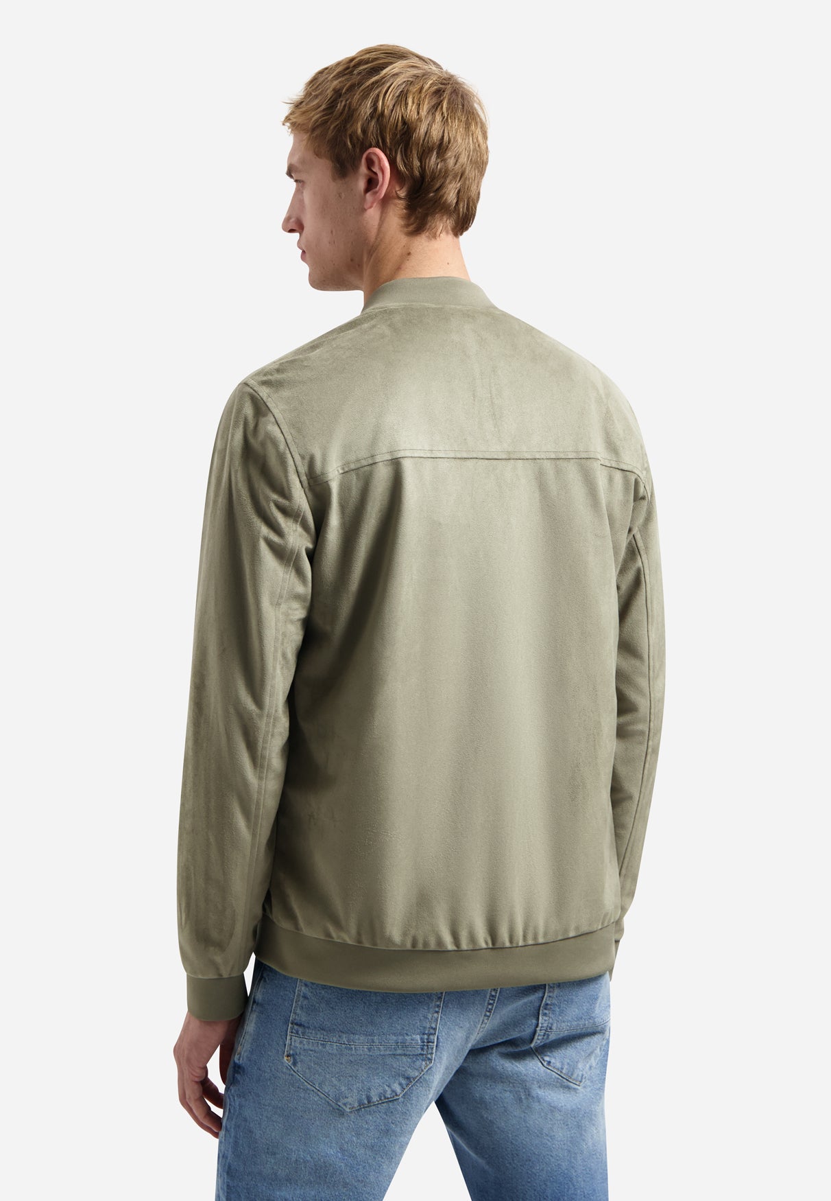 Suede-look bomber jacket | Light Moss