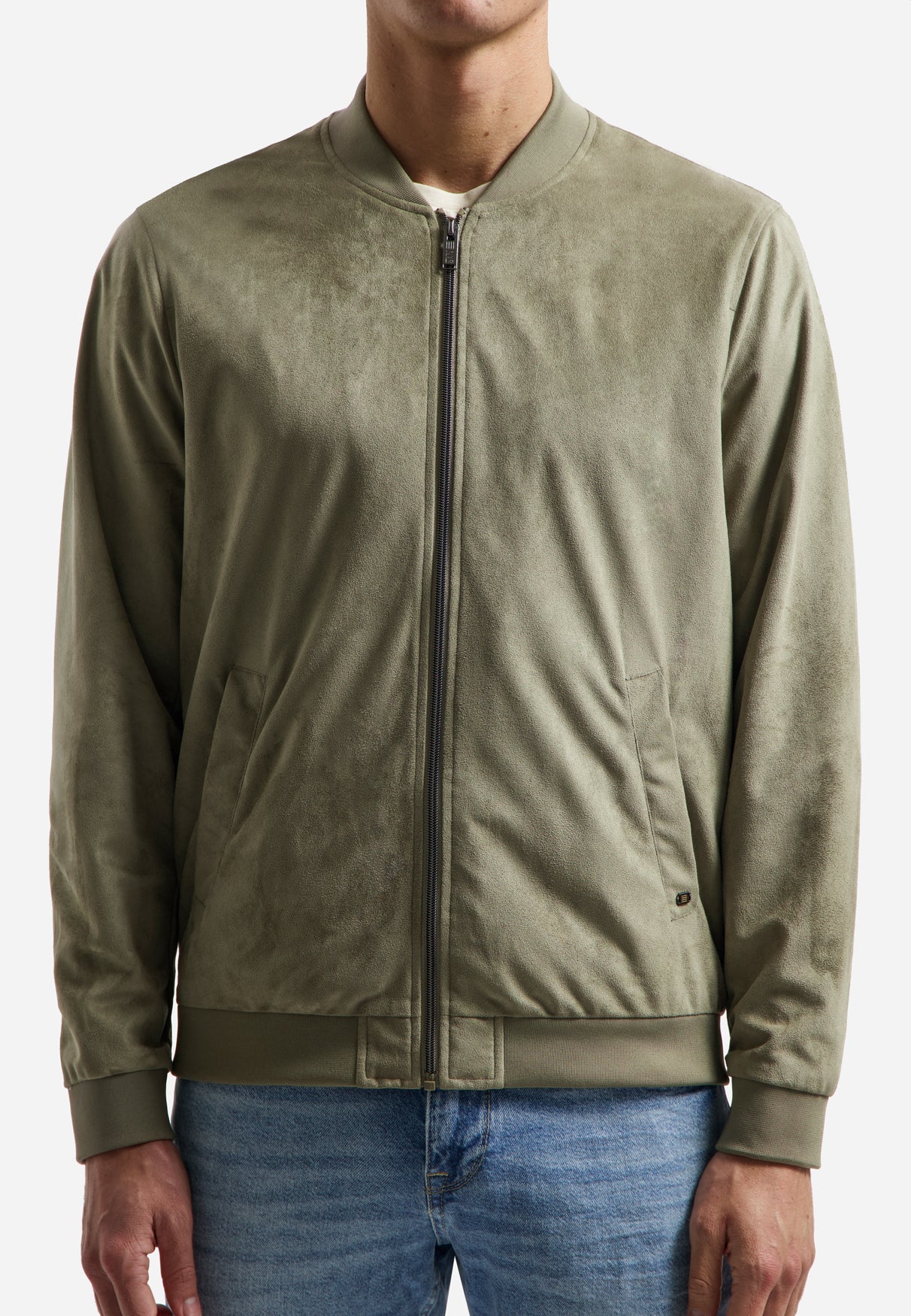Suede-look bomber jacket | Light Moss