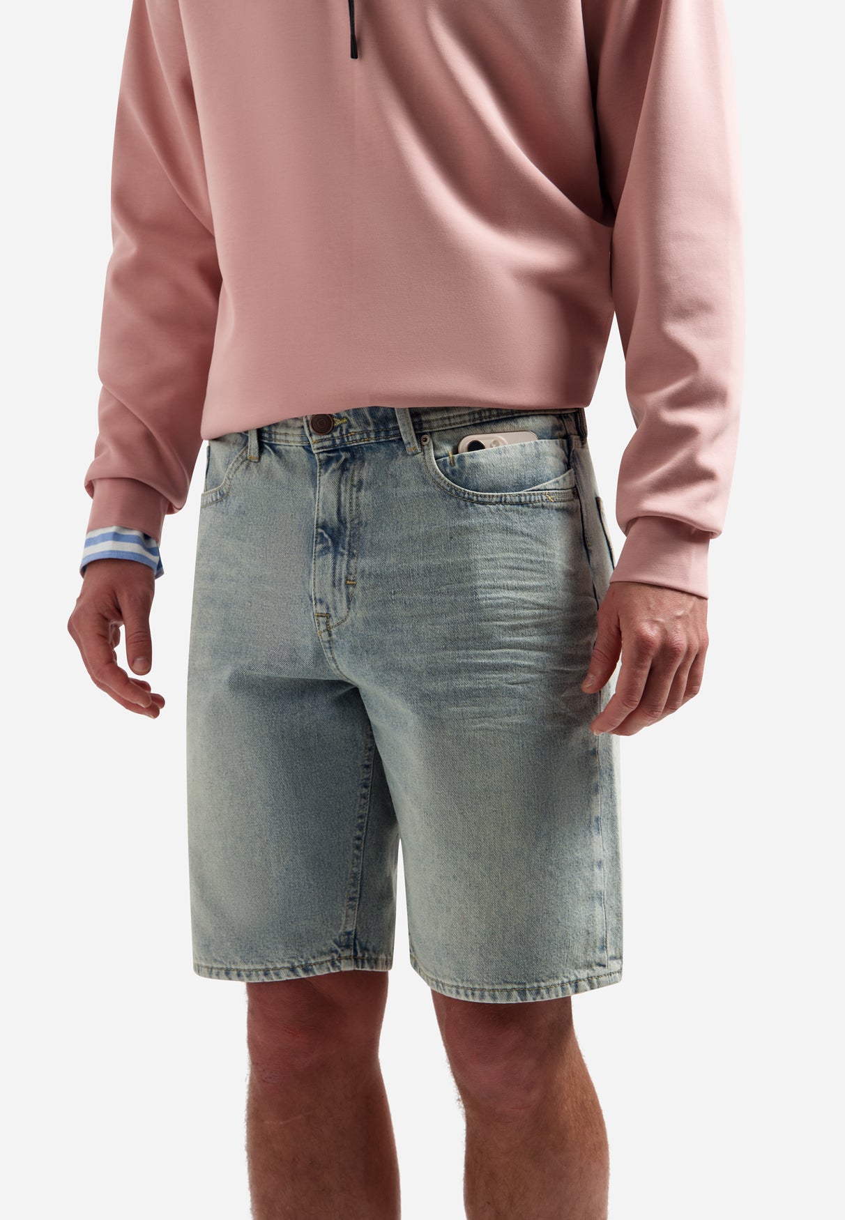 Relaxed denim shorts | Stone Used Denim