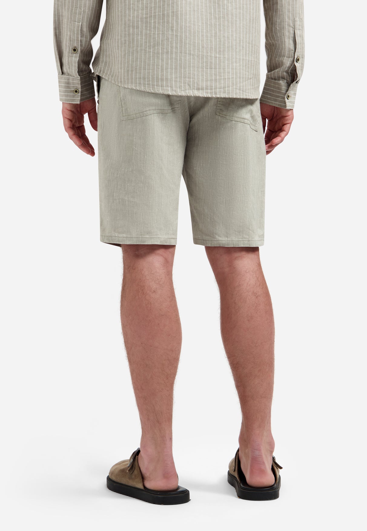 Chino shorts with linen | Taupe