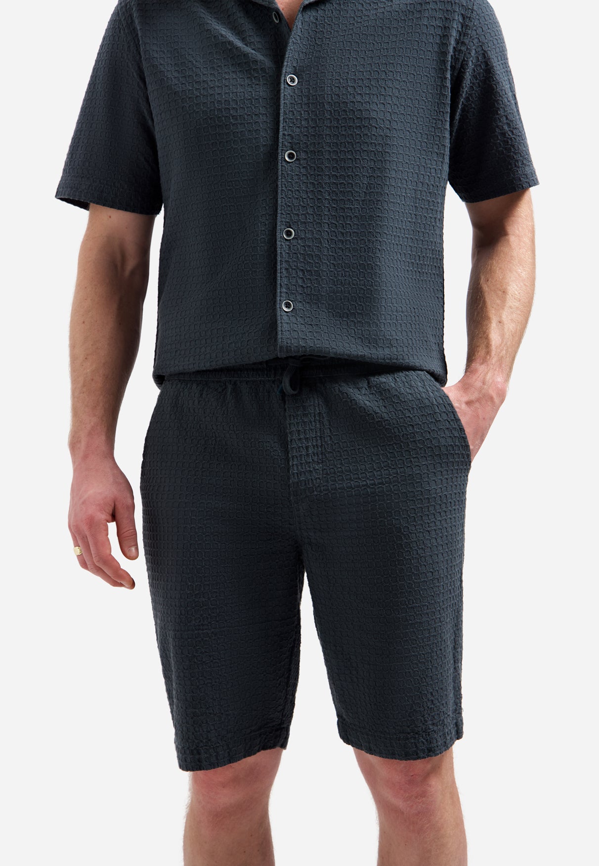 Jacquard chino shorts | Dark Steel