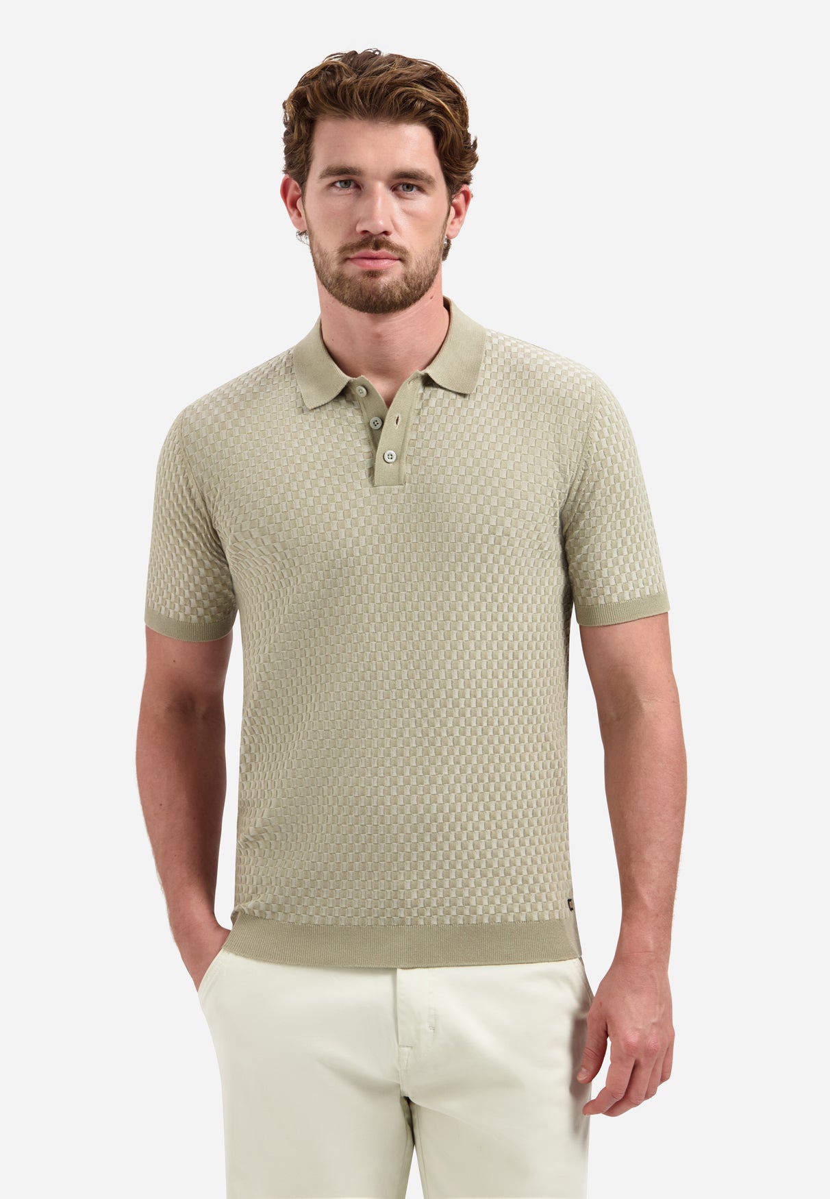 Short sleeve polo with buttons | Taupe