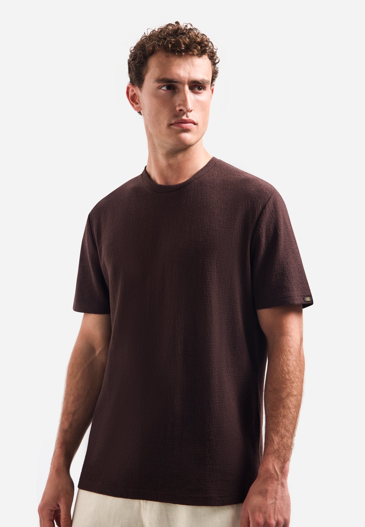 Short-sleeve crewneck T-shirt | Dark Brown
