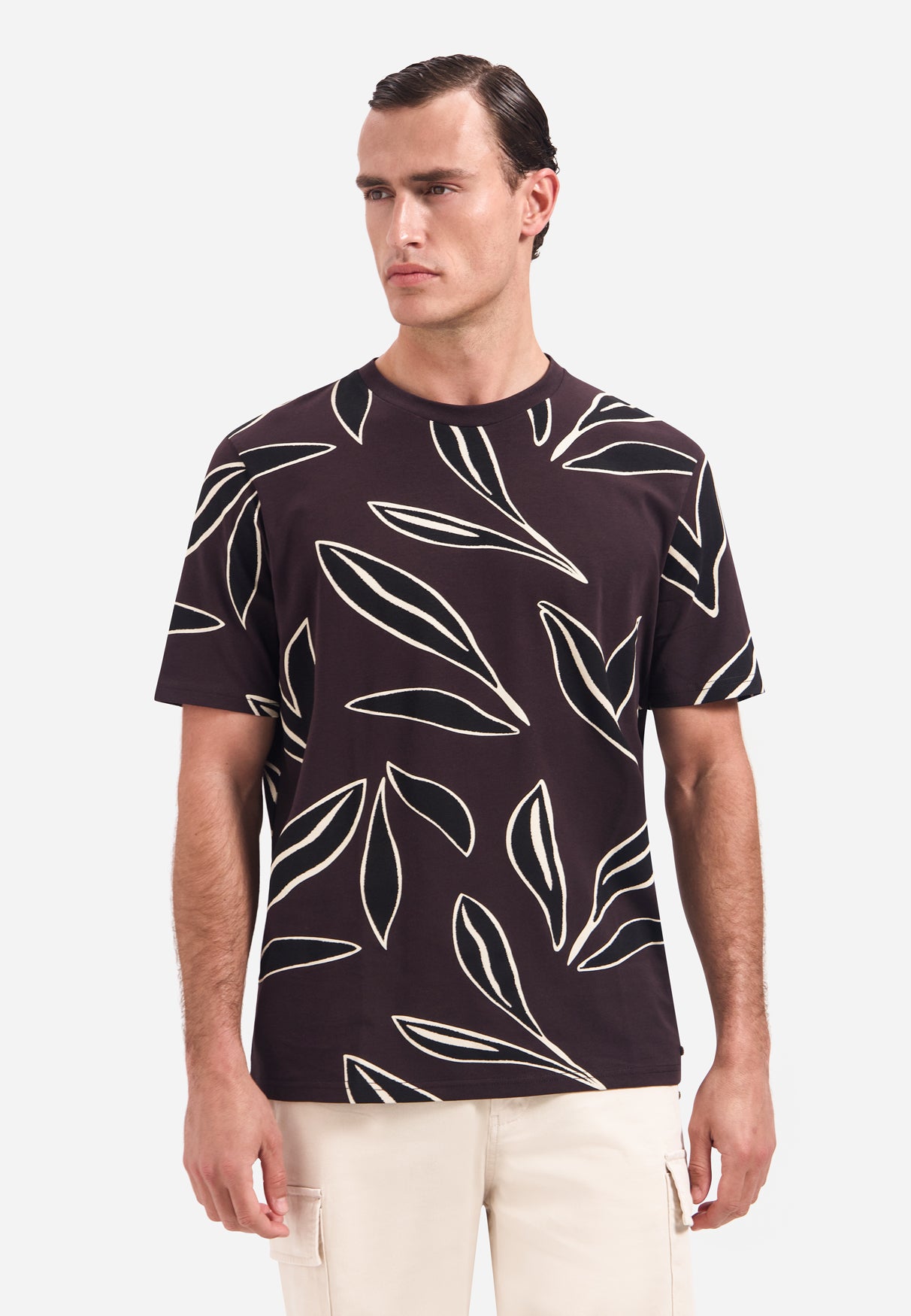 Short-sleeve T-shirt with print | Dark Brown
