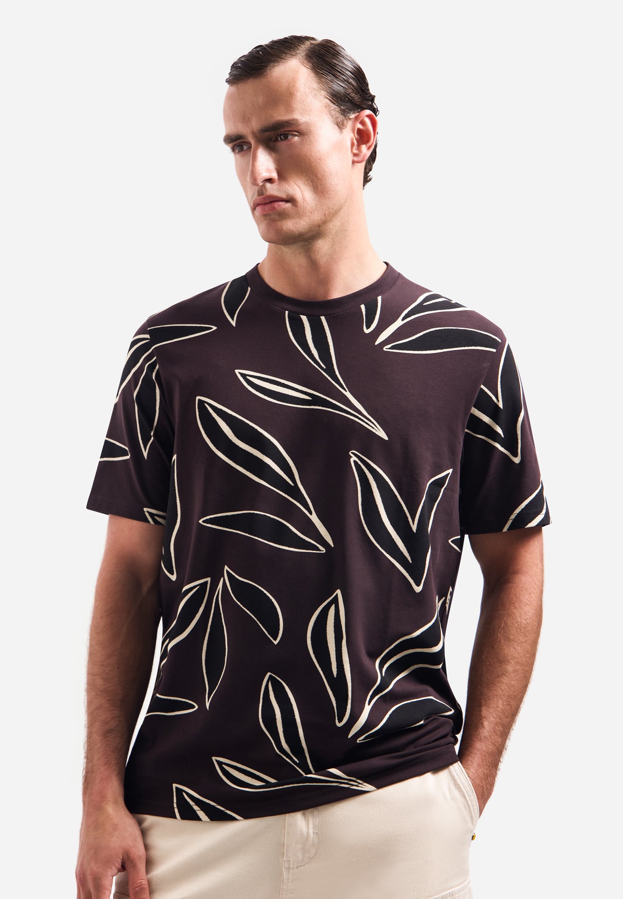 Short-sleeve T-shirt with print | Dark Brown