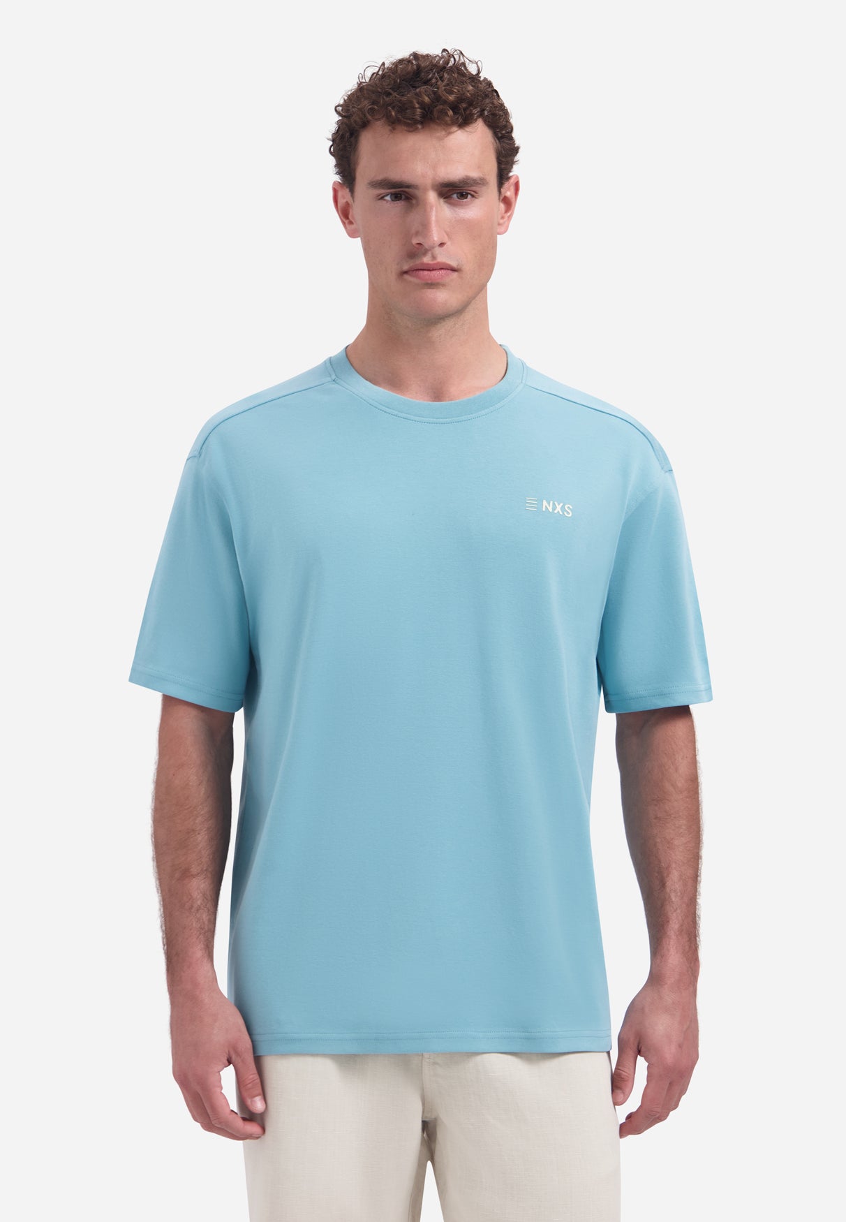 Short-sleeve crewneck T-shirt with back print | Seablue