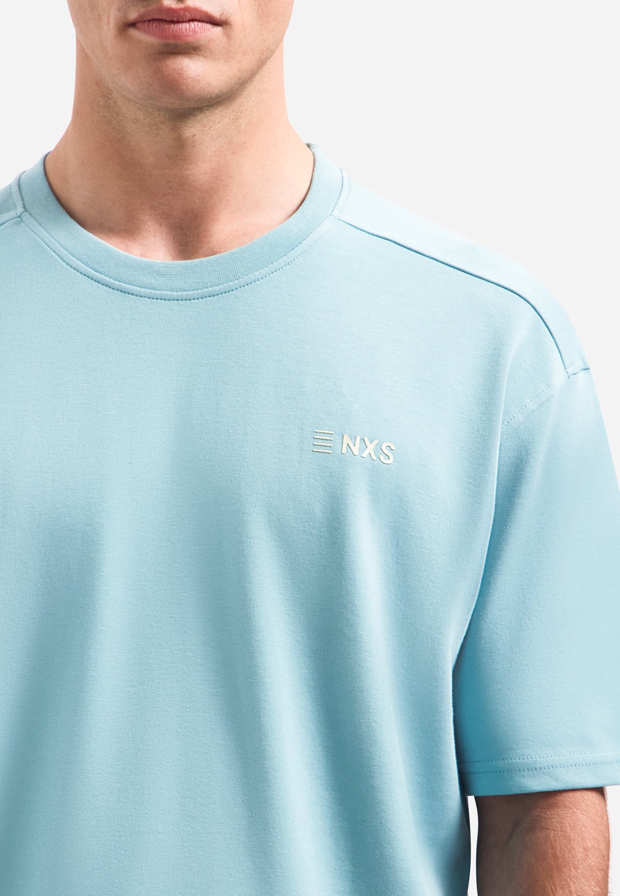 Short-sleeve crewneck T-shirt with back print | Seablue