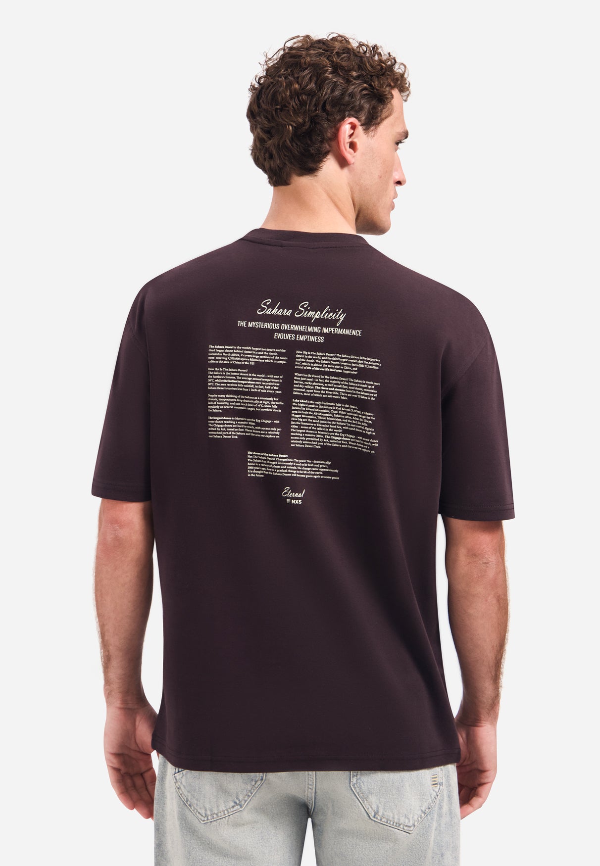 Short-sleeve crewneck T-shirt with back print | Dark Brown