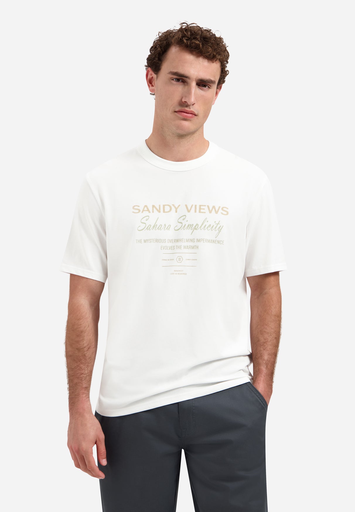 Short-sleeve crewneck T-shirt with print | White