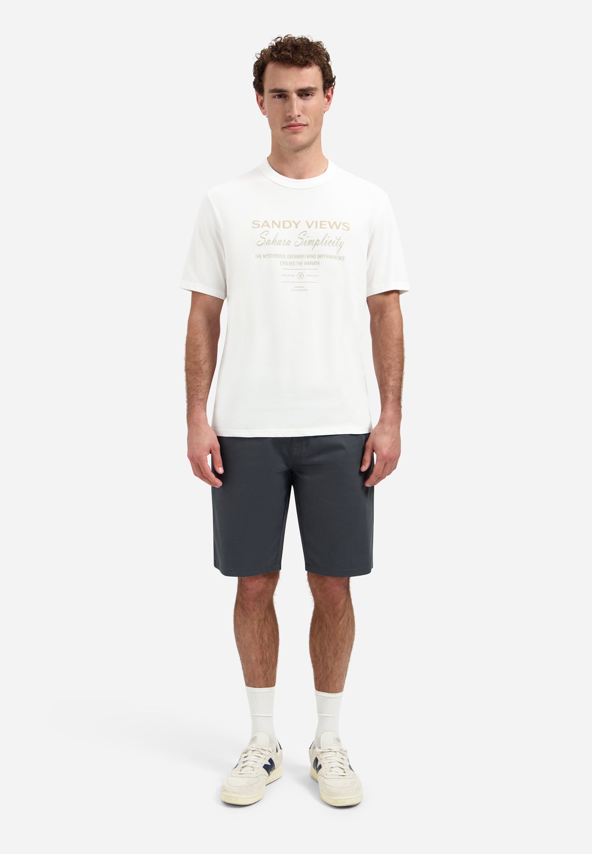 Short-sleeve crewneck T-shirt with print | White