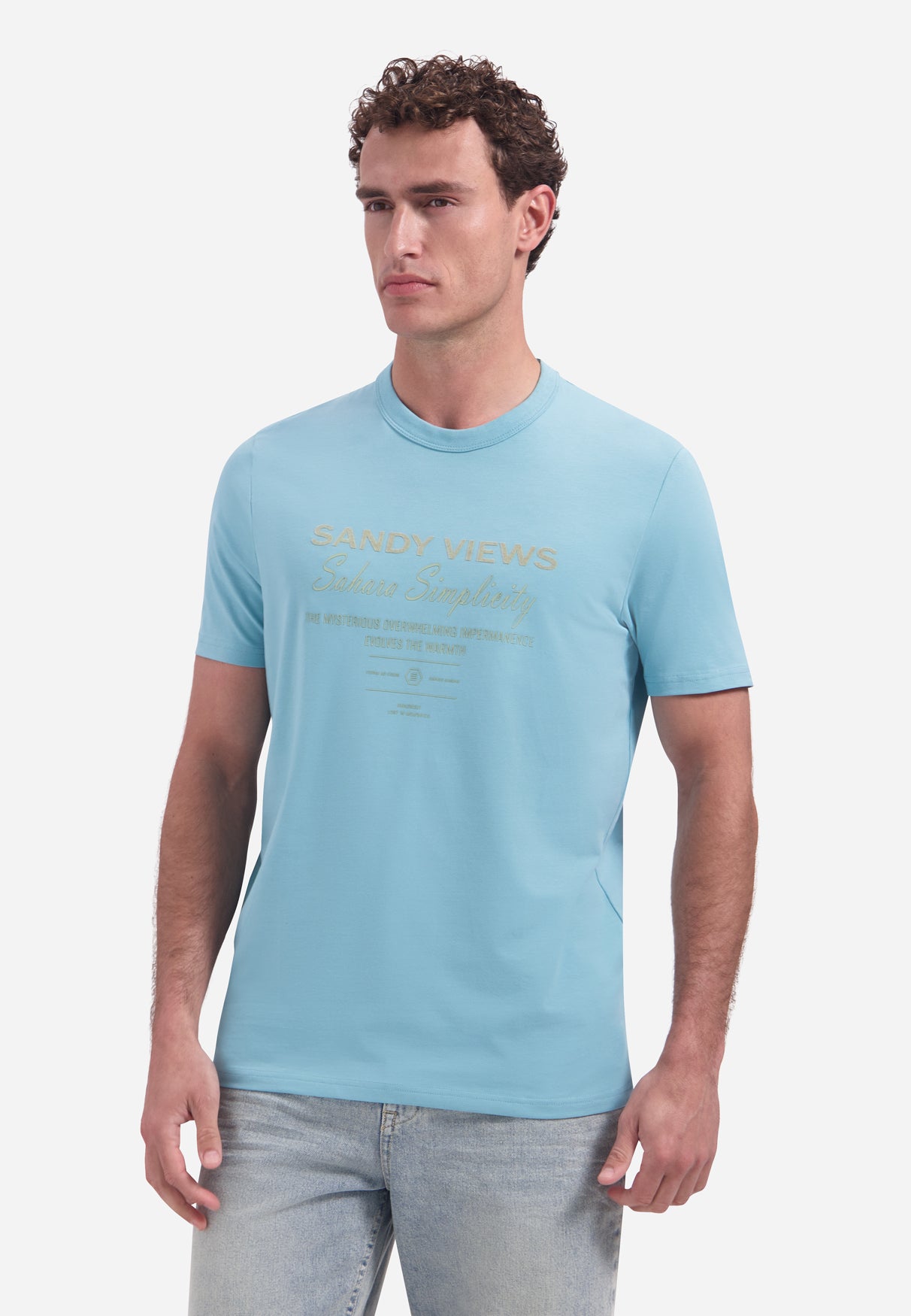 Short-sleeve crewneck T-shirt with print | Seablue