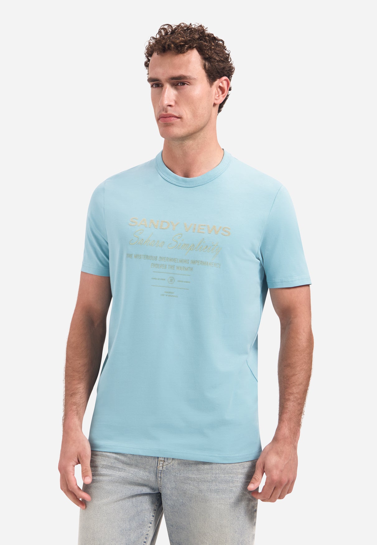 Short-sleeve crewneck T-shirt with print | Seablue