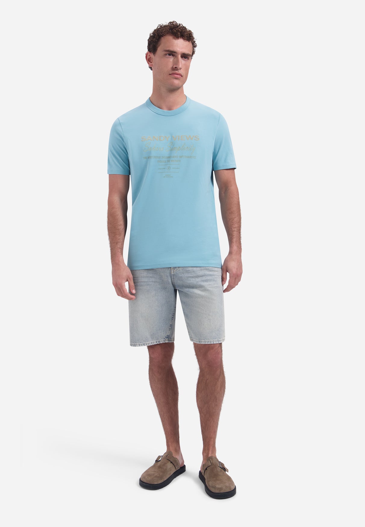 Short-sleeve crewneck T-shirt with print | Seablue
