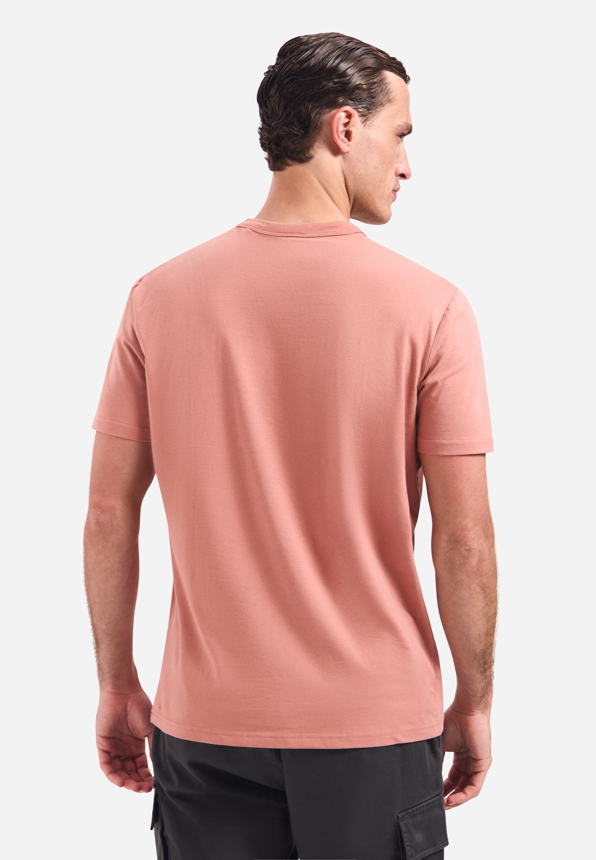 Short-sleeve crewneck T-shirt with print | Coral