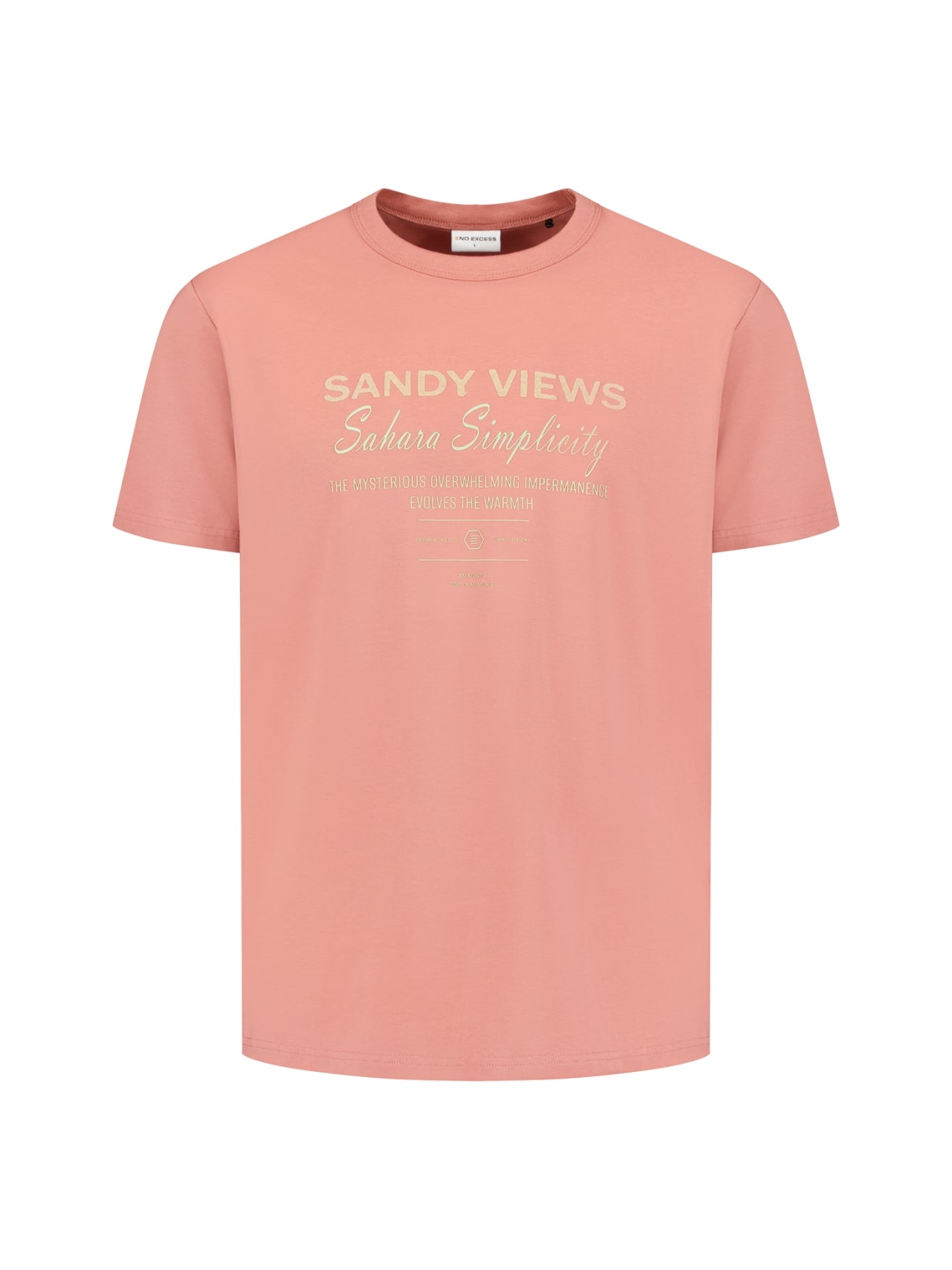 Short-sleeve crewneck T-shirt with print | Coral