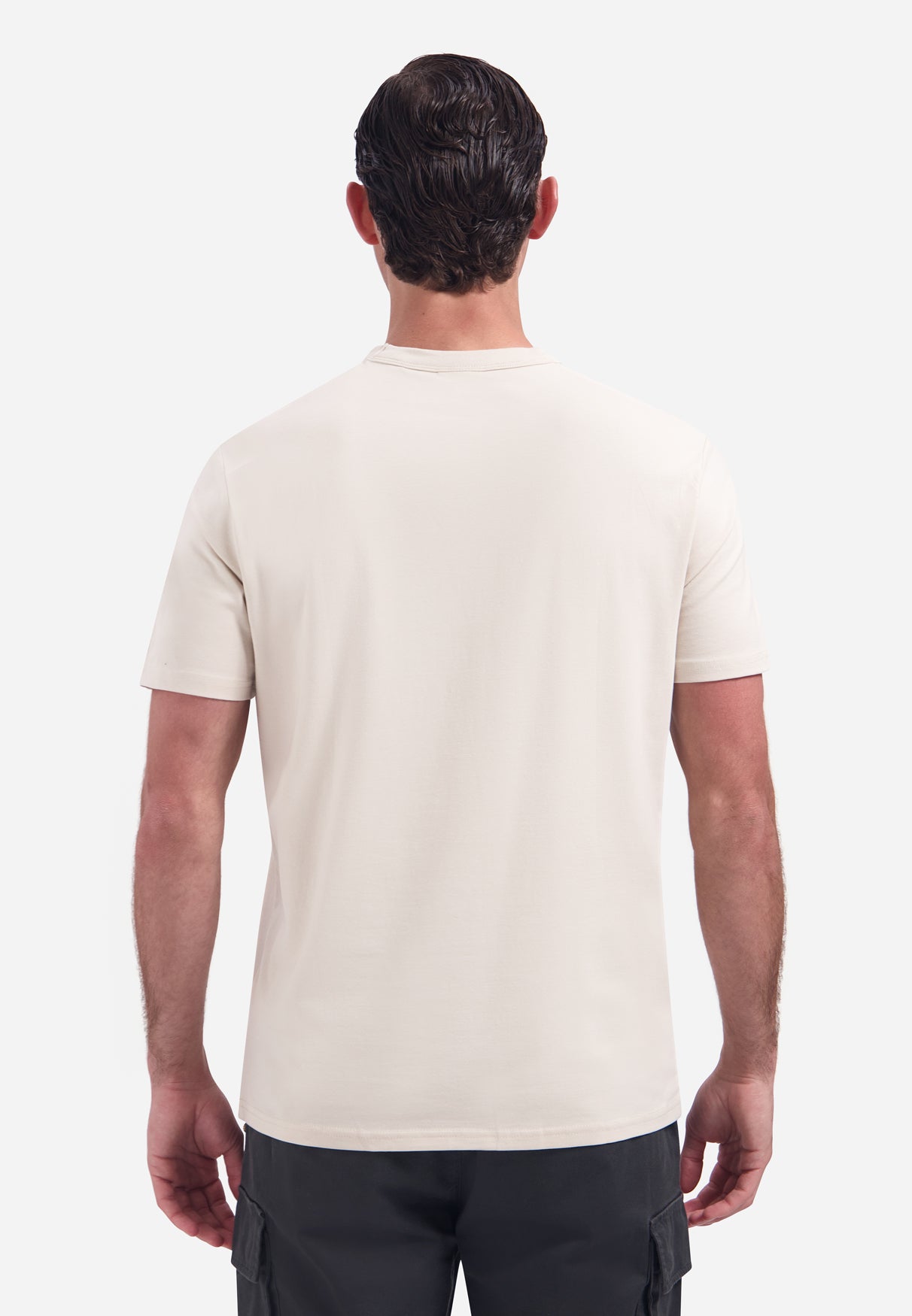 hort-sleeve crewneck T-shirt with print | Stone