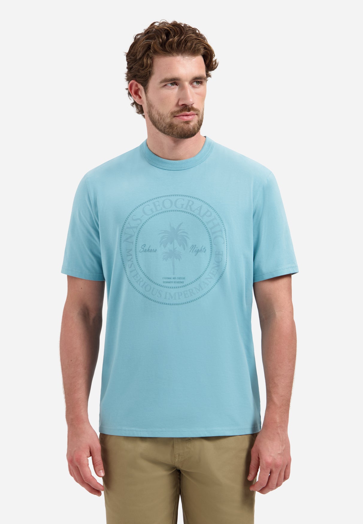 hort-sleeve crewneck T-shirt with print | Seablue