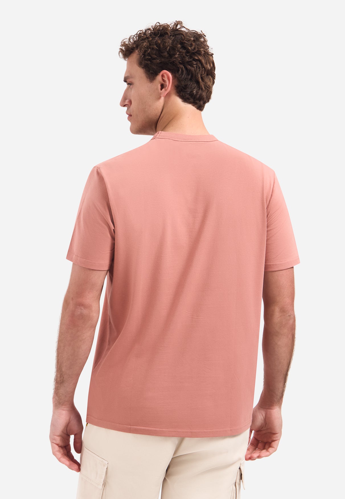 hort-sleeve crewneck T-shirt with print | Coral