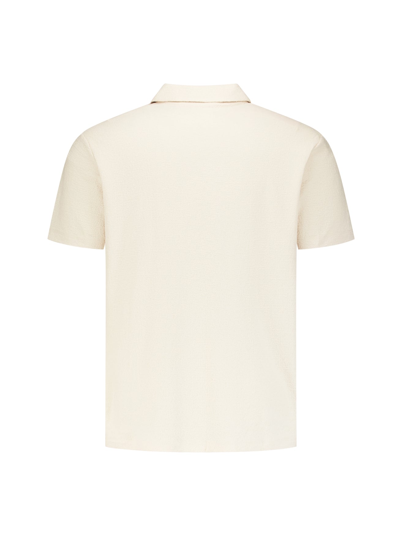 Short-sleeve textured V-neck polo | Stone