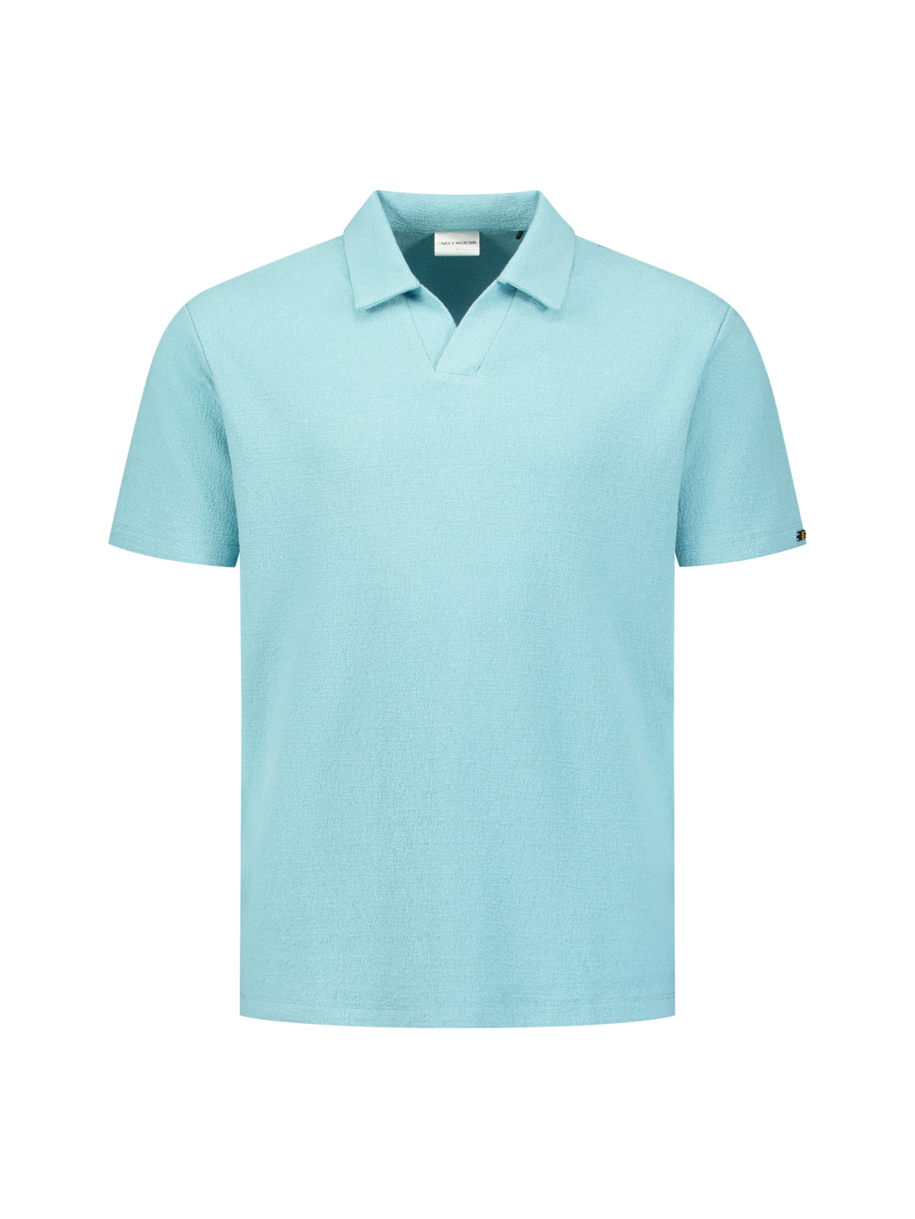 Short-sleeve textured V-neck polo | Seablue