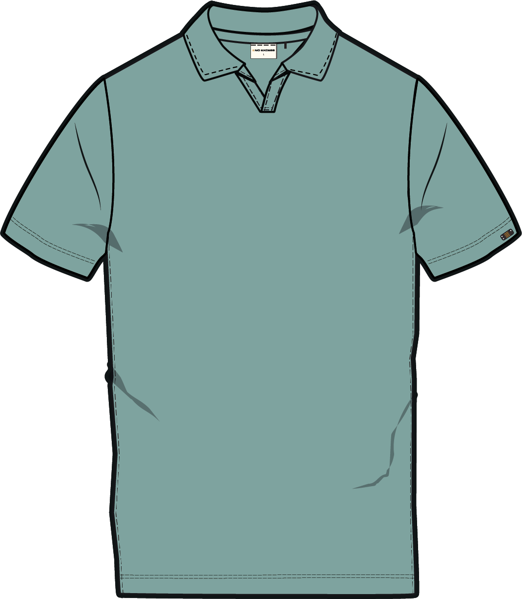 Short-sleeve textured V-neck polo | Seablue