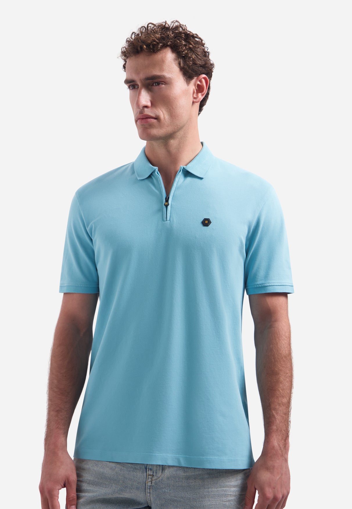 Short-sleeve half-zip polo | Seablue