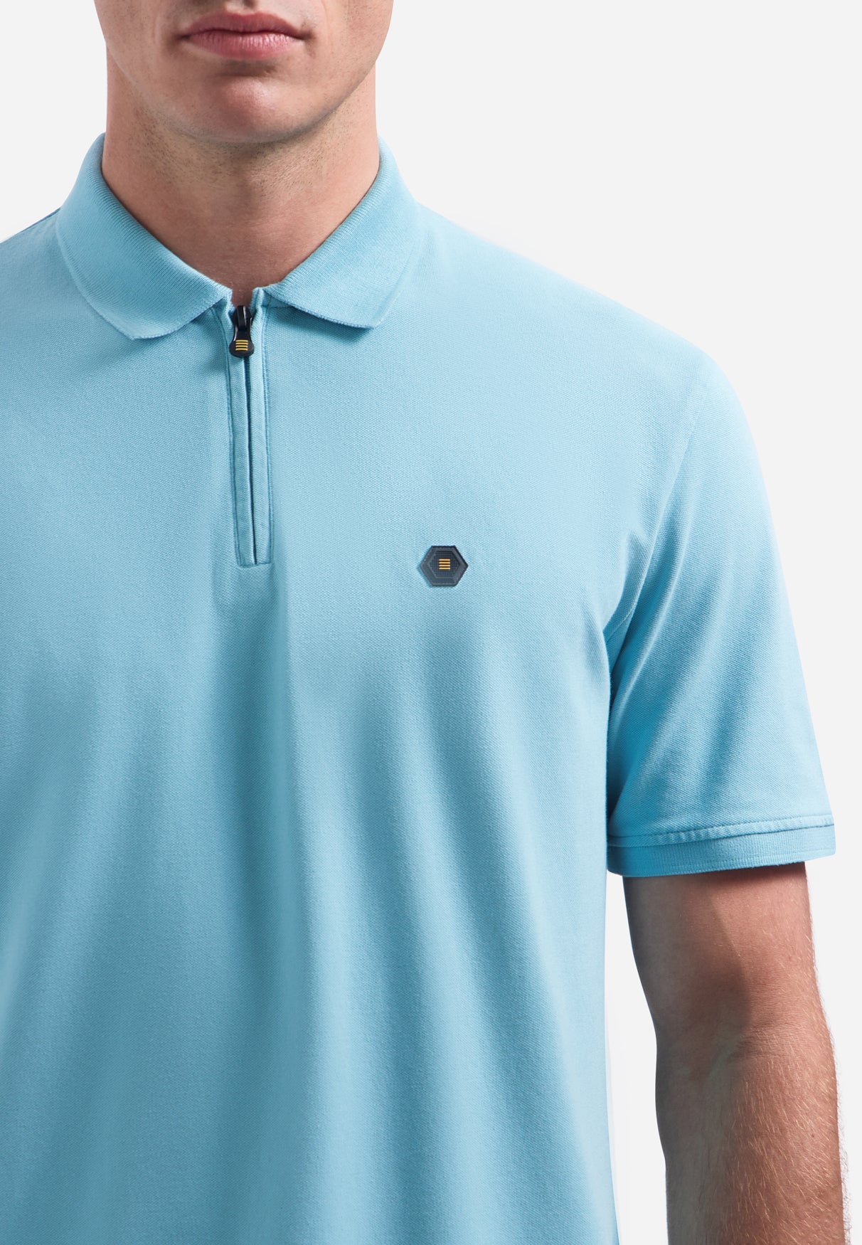 Short-sleeve half-zip polo | Seablue