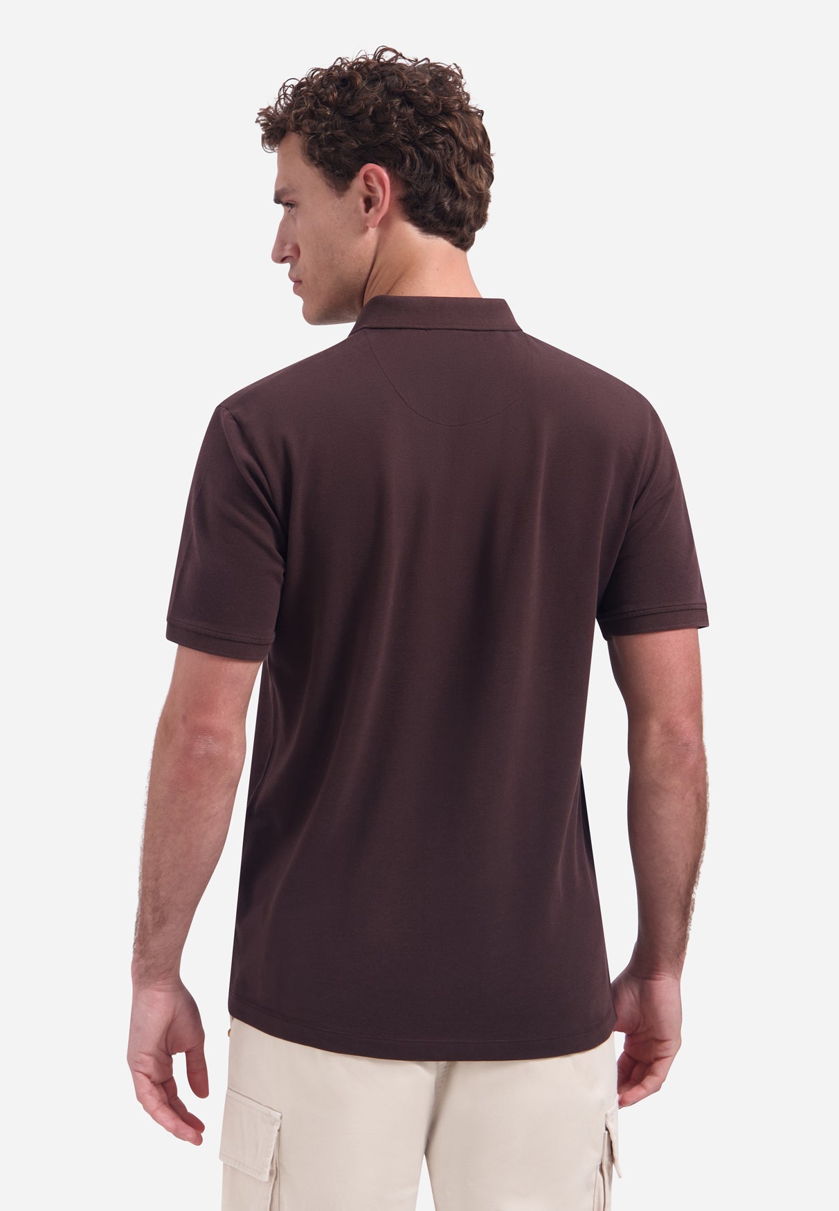 Short-sleeve half-zip polo | Dark Brown