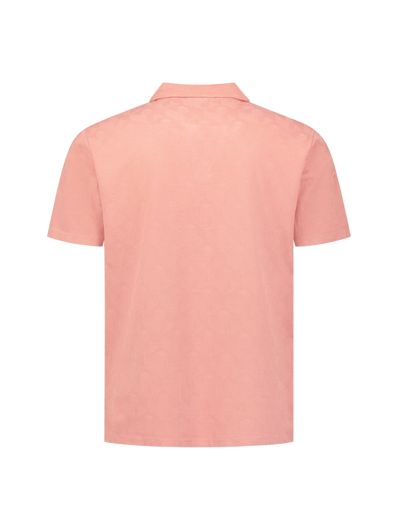 Short-sleeve V-neck polo with jacquard print | Coral