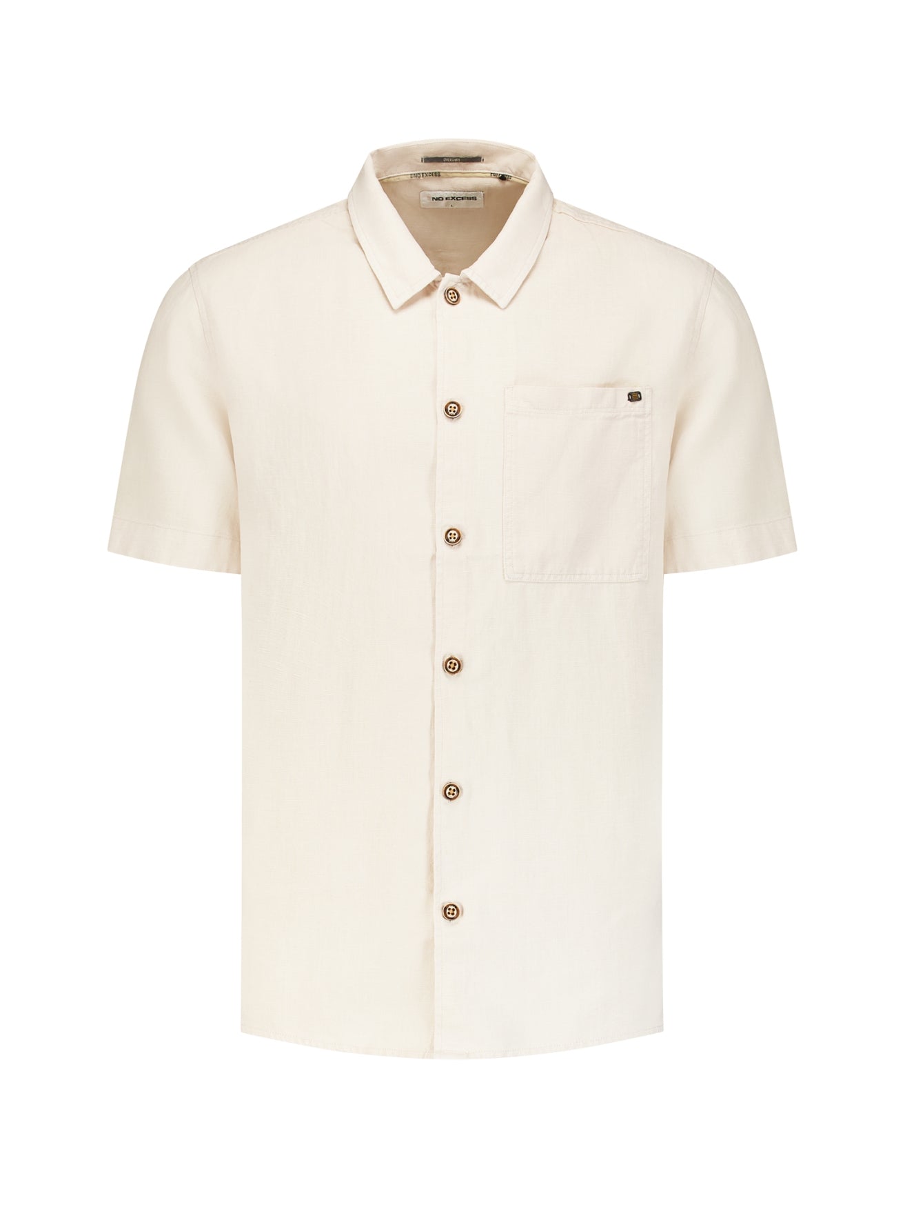 Short-sleeve linnen blend shirt | Stone