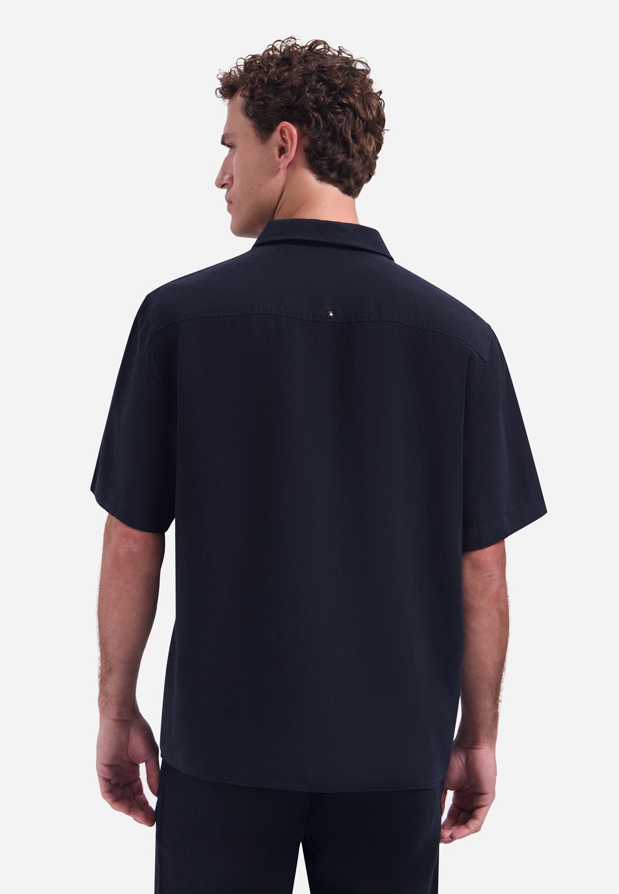 Short-sleeve linnen blend shirt | Night
