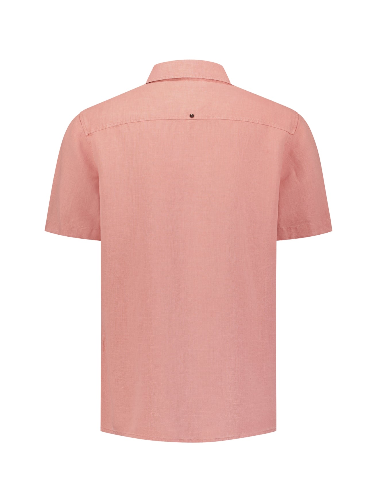 Short-sleeve linnen blend shirt | Coral