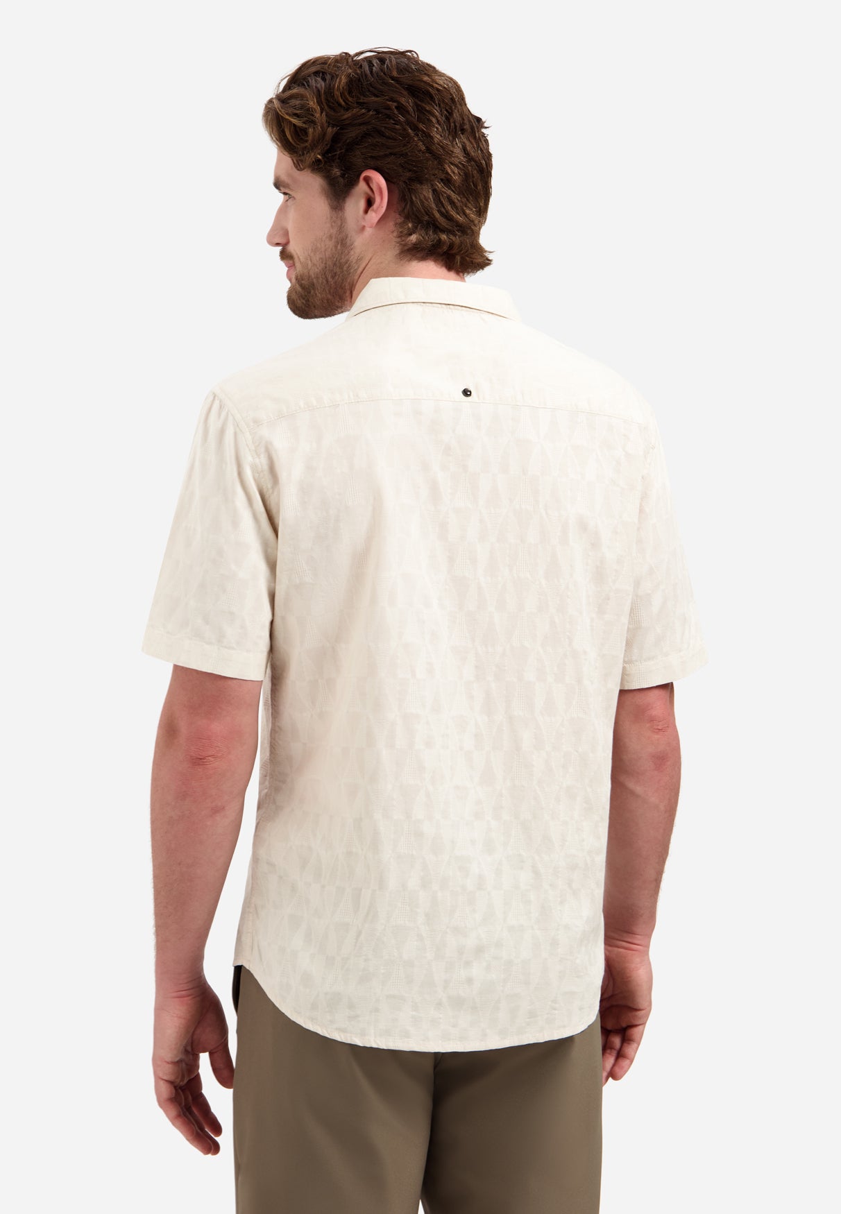 Short-sleeve jacquard shirt | Stone